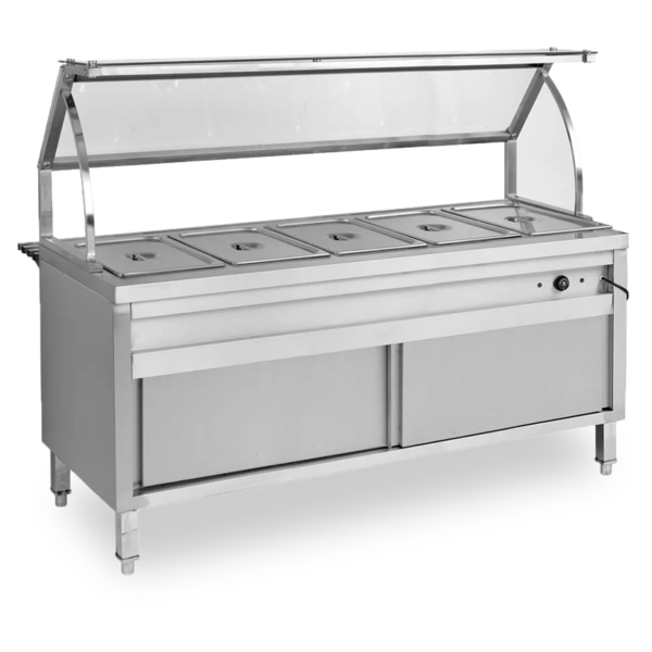 5 Pan Buffet Marie With Sneeze Guard