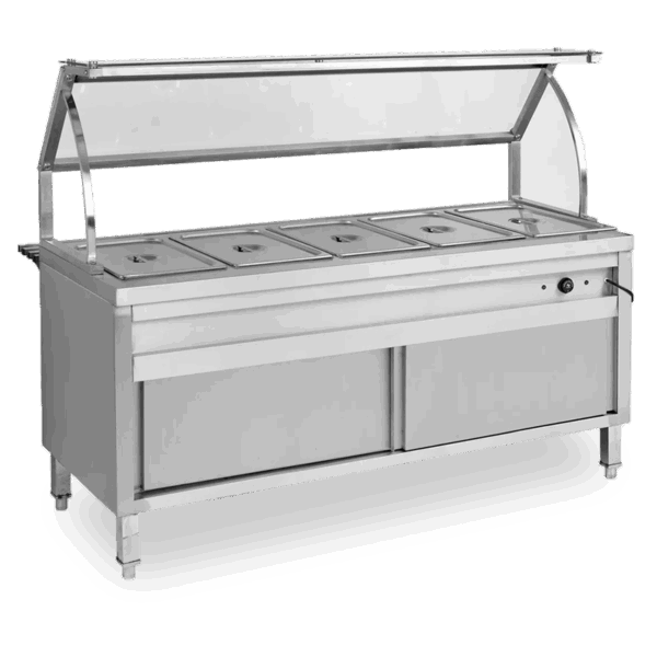 5 Pan Buffet Marie With Sneeze Guard