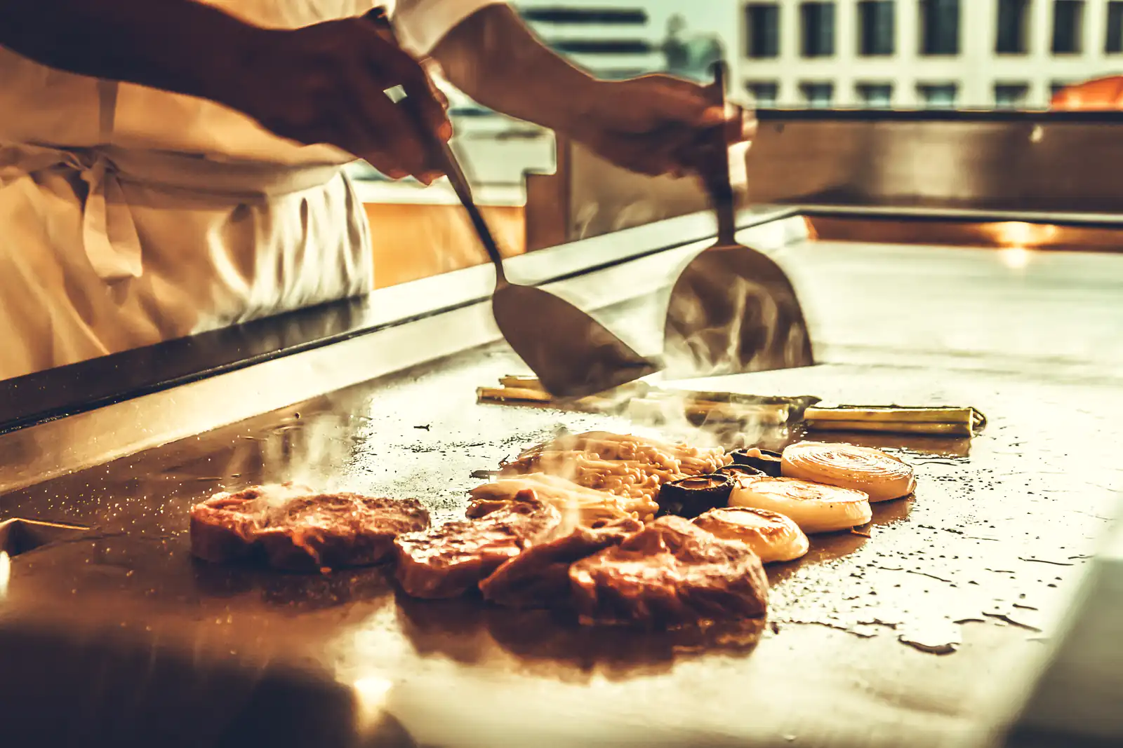 Hotel breakfast buffet equipment with steam tables and warming stations